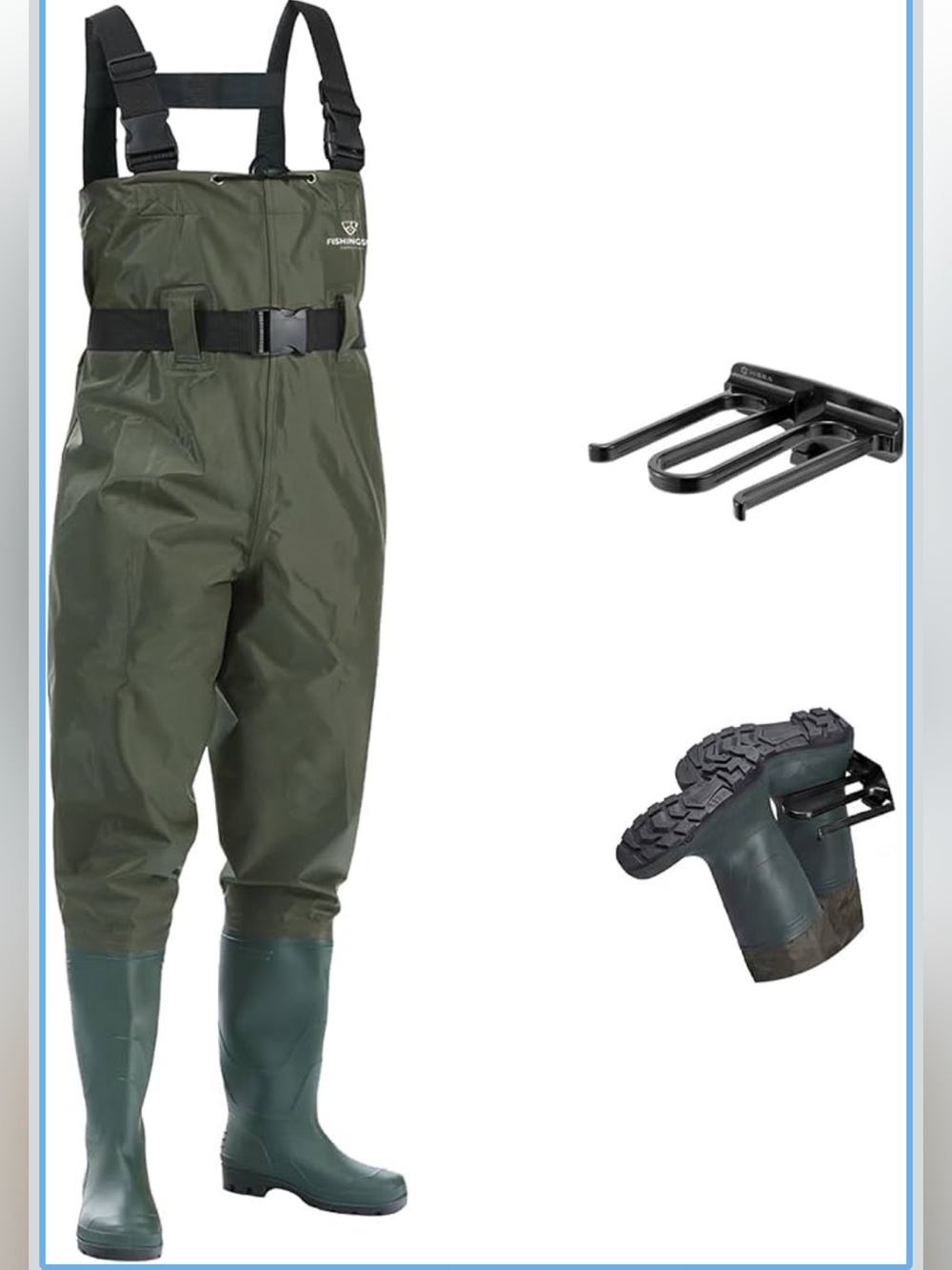 FISHINGSIR Chest Waders Size 44 US 10 Nylon PVC Cleated Bootfoot New